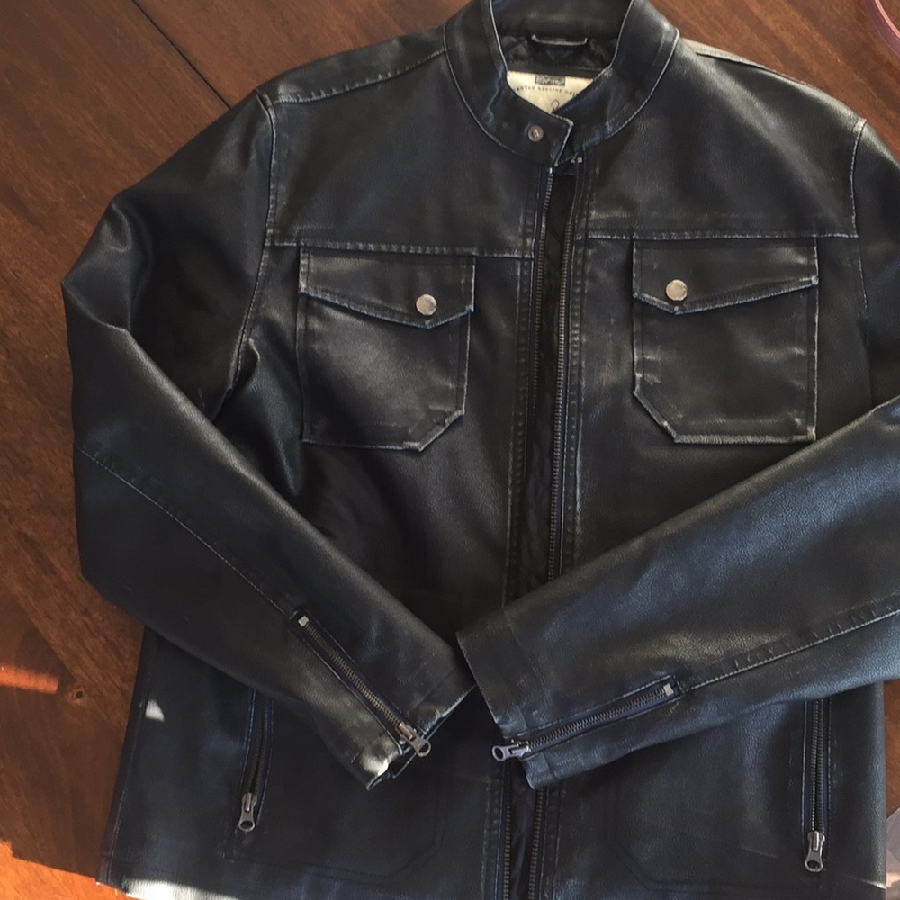 American Rag Faux Leather Cafe Racer Moto Jacket, Size XL